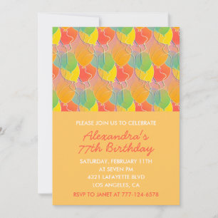 Simple Orange Balloons 77th birthday Invitation