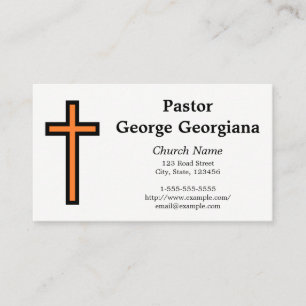 Simple Orange & Black Christian Cross Business Car Card