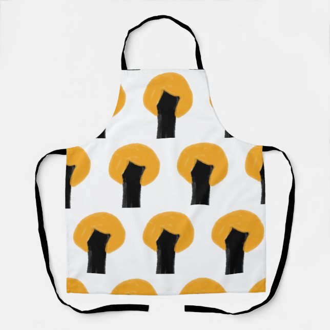 Simple orange black tree watercolor pattern custom apron (Front)