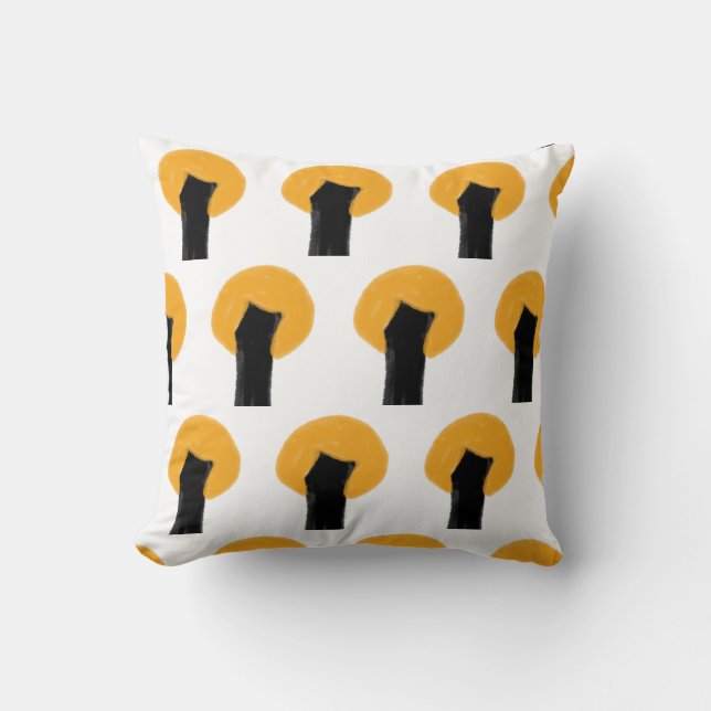 Simple orange black tree watercolor pattern custom cushion (Front)