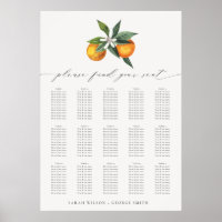 Simple Orange Boho Botanical Wedding Setting Chart