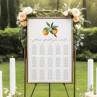 Simple Orange Boho Botanical Wedding Setting Chart
