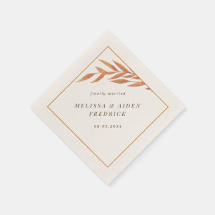 Simple Orange Branch Autumn Wedding Napkin
