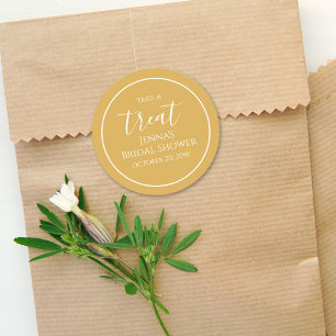 Simple Orange Bridal Shower Calligraphy Watercolor Classic Round Sticker