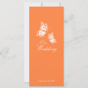 Simple Orange Butterflies Wedding Announcement 2