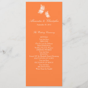 Simple Orange Butterflies Wedding Program Programme