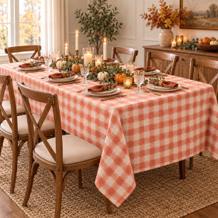 Simple Orange Classic Gingham Pattern Tablecloth