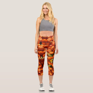 Simple orange fruit add name minimal custom th th capri leggings
