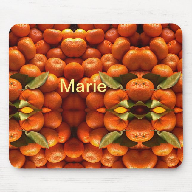 Simple orange fruit add name minimal custom  th th mouse mat (Front)