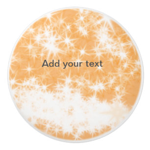 Simple orange glitter sparkle stars add your text ceramic knob