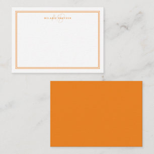 Simple Orange Minimalist Monogram Two Border Card