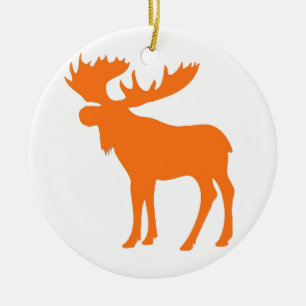 Simple orange moose symbol ceramic tree decoration