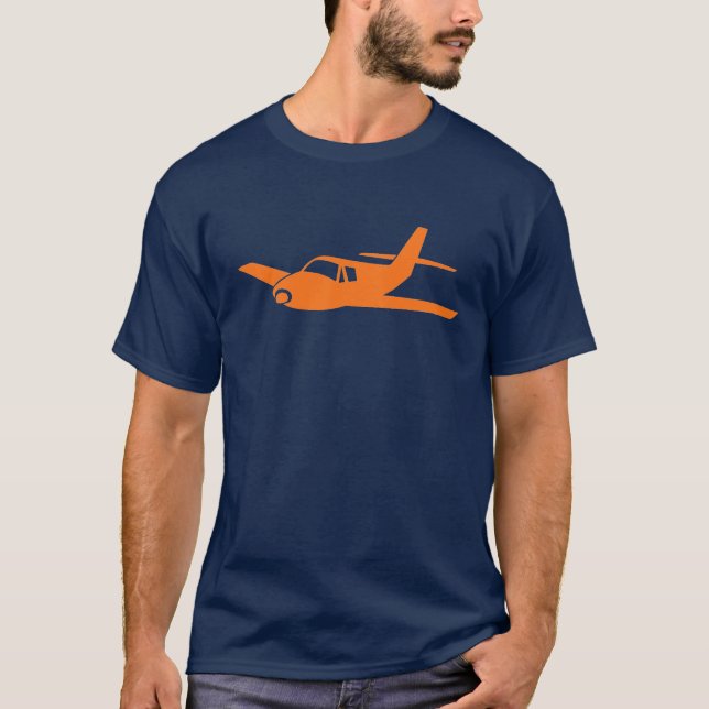 Simple orange navy aeroplane guys tee (Front)