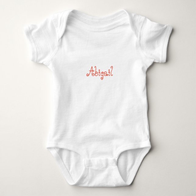 Simple Orange Personalised Name Baby Bodysuit (Front)