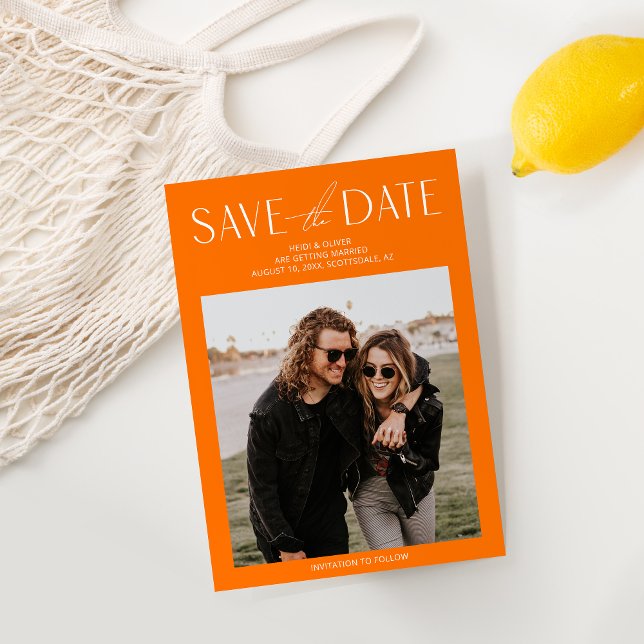 Simple Orange Photo Save the Date Invitation (Creator Uploaded)