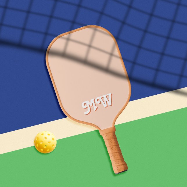 Simple Orange Retro Monogram Pickleball Paddle (Creator Uploaded)