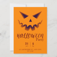 Simple Orange Scary Face Pumpkin Halloween Party