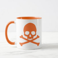 Simple Orange Skull and Crossbones Mug