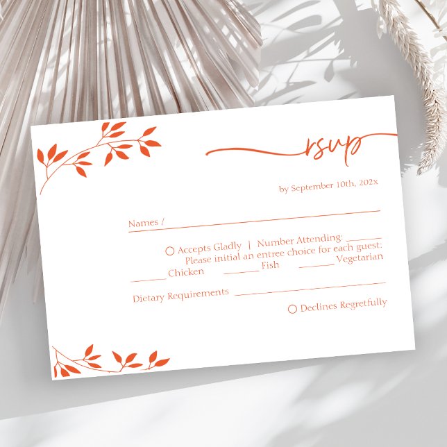 Simple Orange Spring Wedding Menu Choice RSVP Card (Simple Orange Spring Wedding Menu Choice RSVP Card)