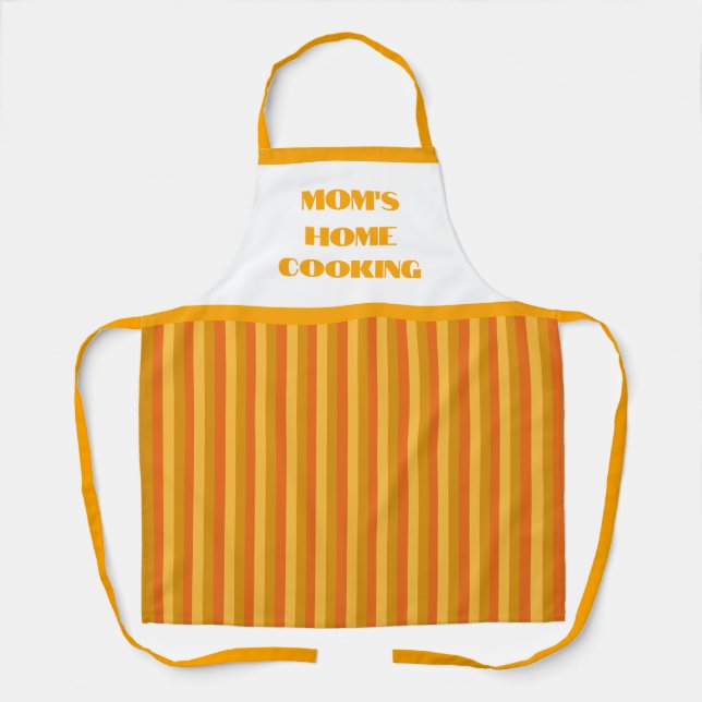 Simple Orange Stripe Mum's Home Cooking Apron (Front)