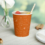 Simple Orange White Math Pattern Paper Cups<br><div class="desc">Great orange math paper cups for graduations,  teacher's parties,  retirements,  birthdays and more. All the formulas and equations are in white,  handwritten. Illustrated and designed by Patricia Alvarez.</div>