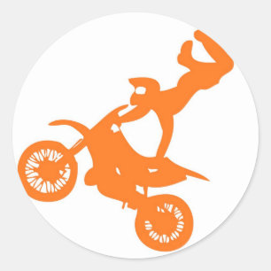 Simple orange white motocross dirt bike classic round sticker