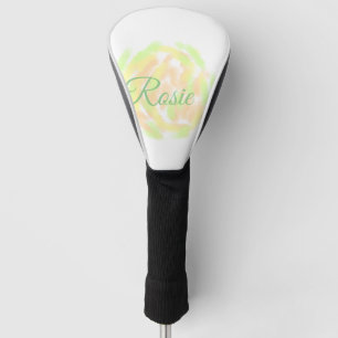 Simple orange yellow watercolor add your name lett golf head cover