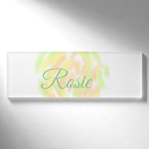 Simple orange yellow watercolor add your name lett tag