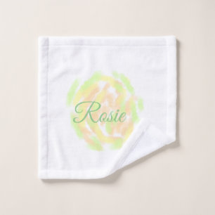 Simple orange yellow watercolor add your name lett wash cloth