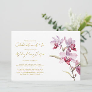 Simple Orchid Celebration of Life Funeral Invitation