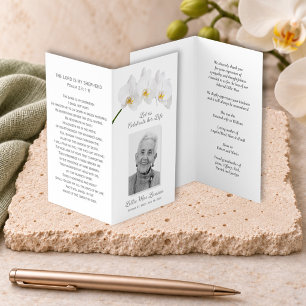 Simple Orchid Funeral Memorial Prayer Photo Card