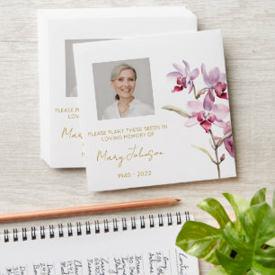 Simple Orchid Photo Funeral Seed Envelope