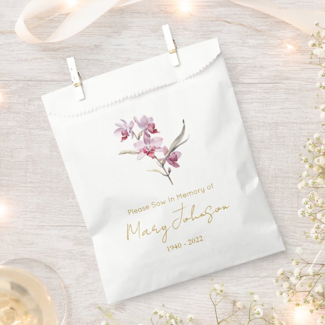 Simple Orchid Seed packet Funeral  Favour Bags (Clipped)