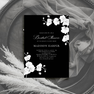 Simple Orchids Black White Elegant 2 Bridal Shower Invitation
