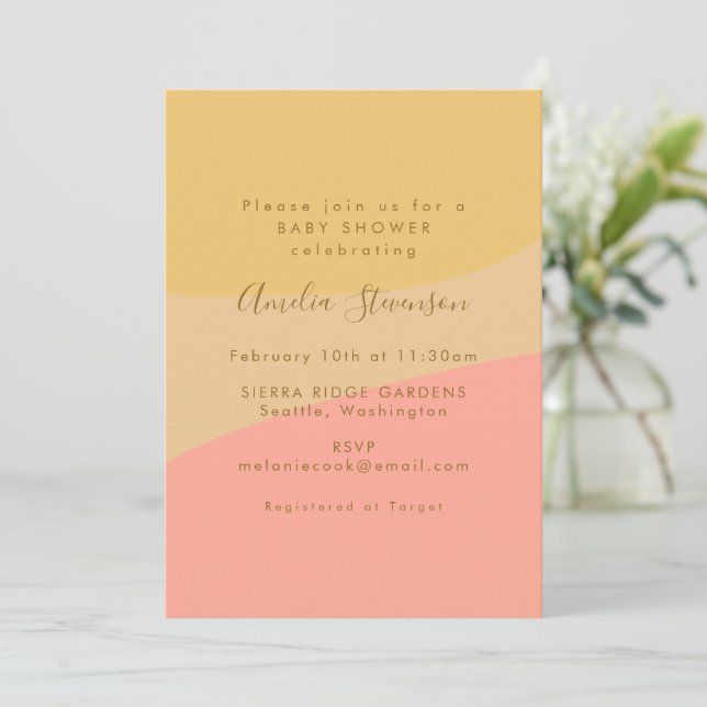 Simple Organic Shapes Sherbet Pastel Baby Shower Invitation (Standing Front)