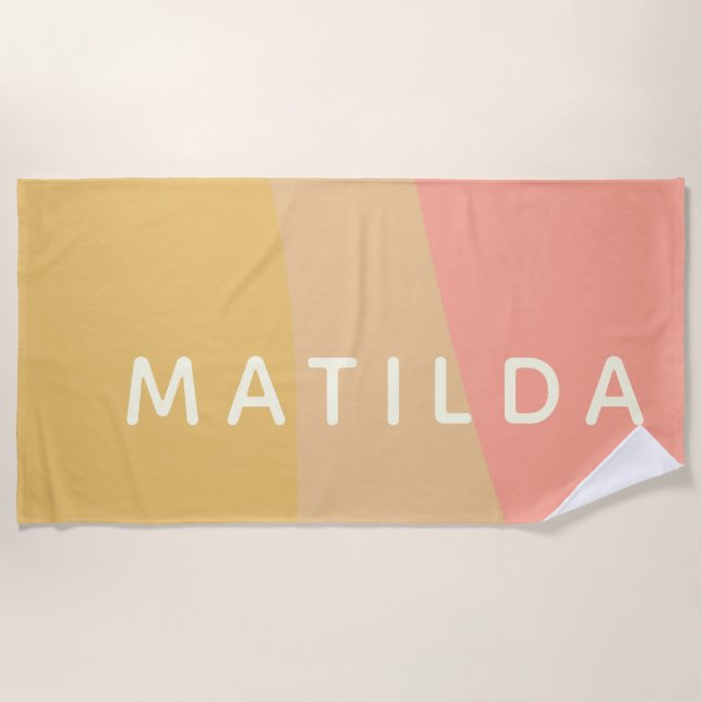 Simple Organic Shapes Sherbet Pastel Personalised Beach Towel (Front)