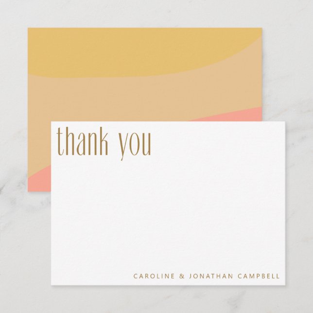 Simple Organic Sherbet Pastel Custom Bridal Shower Thank You Card (Front/Back)