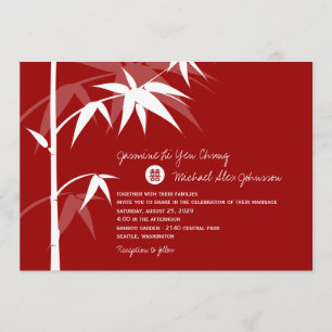 Simple Oriental Bamboo Tree Modern Chinese Wedding Invitation