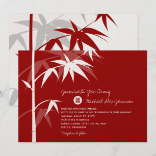 Simple Oriental Bamboo Tree Modern Chinese Wedding Invitation
