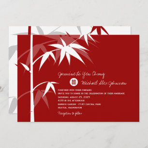 Simple Oriental Bamboo Tree Modern Chinese Wedding Invitation