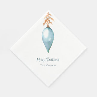 Simple Original Blue Watercolor Custom Christmas Napkin
