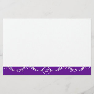 Simple Ornate Purple Monogrammed Stationery