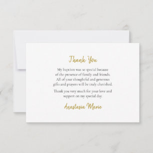 Simple Orthodox Christiam Baptism Thank You Card