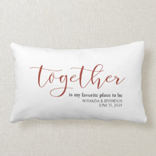 Simple Our Favorite Place to Be Wedding Date Lumbar Cushion