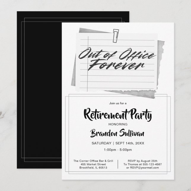 Simple Out of Office Forever Retirement Party Invitation (Front/Back)