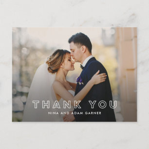 Simple Outline Wedding Thank You Postcard
