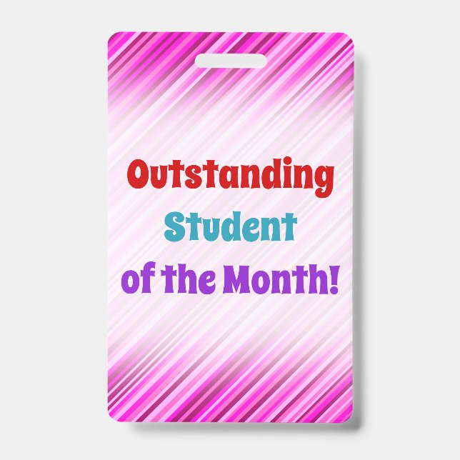 Simple "Outstanding Student of the Month!" Badge ID Badge (Front)