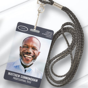 Simple Oval Logo Employee Photo Name Barcode ID Badge
