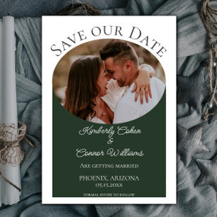 Simple Oval Photo Save the Date   Emerald Green