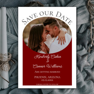 Simple Oval Photo Save the Date   Red